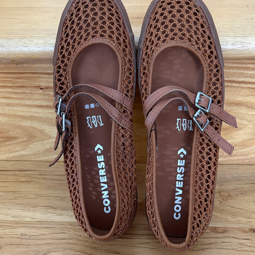 Converse Women's Tan Mesh Mary Jane Flats